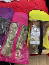 Bolsa de pelo negro Rosa Alileader con soporte de almacenamiento de peluca para pelucas, accesorios de peluca transparentes no tejidas, bolsa de almacenamiento para pelucas