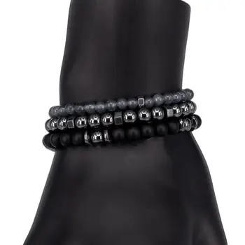 

Jewelry bracelet (natural stone, elastic, gray) 54689