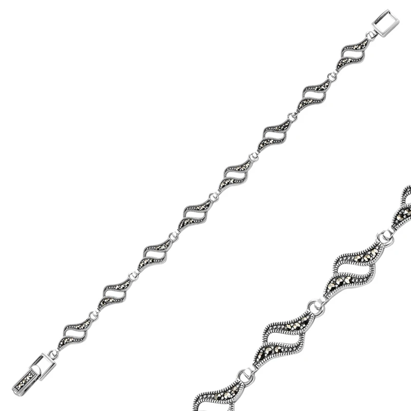 Серебряный 925 пробы Браслет из марказита