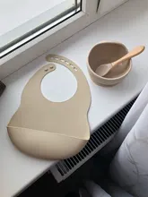 Juego de alimentación de colores para niños, Baberos de silicona de grado alimenticio, plato de bebé, tazón de succión sin silicona, vajilla para niños, babero impermeable, cuchara suelta BPA