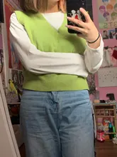 Women Vest Clothing Knitted-Vests Preppy-Style Korean V-Neck Casual New High-Quality