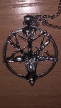 Collar de cadena con colgante de cabeza de cabra y calavera, joyería Vintage, pentagrama, hombre y mujer
