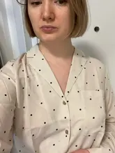 Casual Women Blouse Tops Collar Long-Sleeve Office-Work Printed Polka-Dot Fashion Ladies