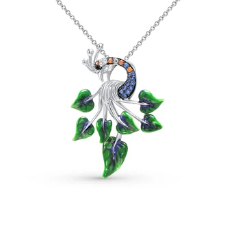 

Silver Pendant with spinel, cubic zirconia and sunlight enamel sample 925