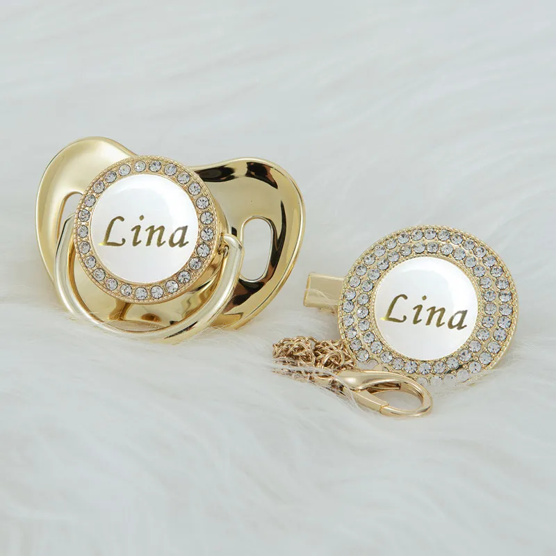 

MIYOCAR Personalized any name bling pacifier and pacifier clip BPA free dummy bling unique design P8