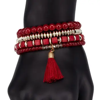 

Bbroshka 50364 stone bracelet (red, elastic, artificial stone)
