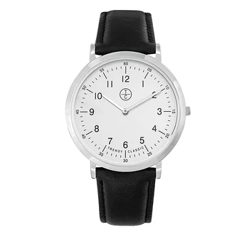 

Lansen-CC1034-01-men watch analog-enclosure case matte metal round dial leather wristwatch