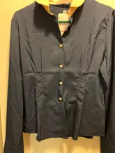 Casual Shirt Blouse Tops Button Patchwork Blusas Long-Sleeve Lapel Office Autumn Plus-Size