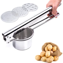 Stainless Steel Potato Ricer Masher 3 Interchangeable Discs Vegetable Press Crusher Juicer Maker Squeezer Machine Baby Mud Food