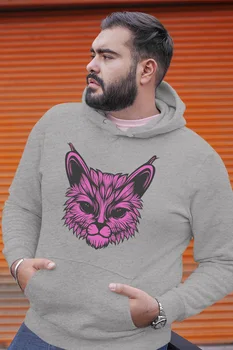 

Angemiel Purple Wear Cosmic Cat Gray Men 'S Hooded Sweatshirt