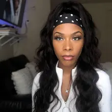 Headband Wig Human-Hair Body-Wave Full-Machine High-Density Women for Designer