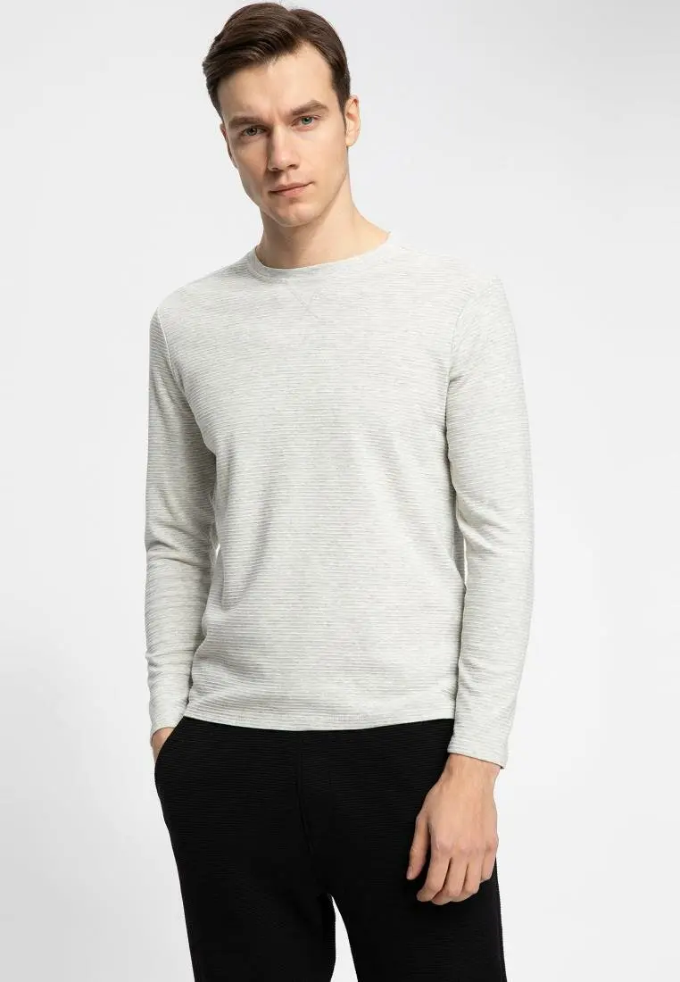 

DeFacto Fashion Mens Crew Solid Color Loose Pullovers Casual Joker Simple Pullovers Tops Leisure Mens Autumn New-K3520AZ19SP