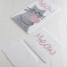 Коврик для ванной | коврик для ванной нескользящие Противоскользящие коврики Kitty белый 3л набор 60X100 cm-50X60 Cm-40X60 см