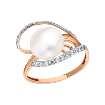 

Gold ring with cubic zirconia and pearls sunlight sample 585