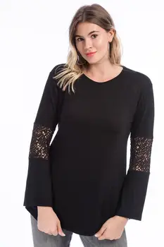 

Sans Textile Women 'S Black Lace Detail Viscose Blouse 65 N15935