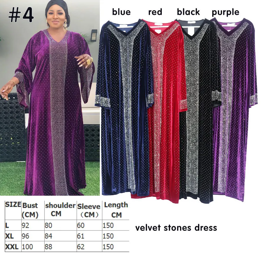 LQT04 Grace Velvet Dress Africa Loose Design Long sleeve Diamonds African Clothes Plus Size Dubai Muslin Dress Robe For party LQT04 Grace Velvet Dress Africa Loose Design Long sleeve Diamonds African Clothes Plus Size Dubai Muslin Dress Robe For party