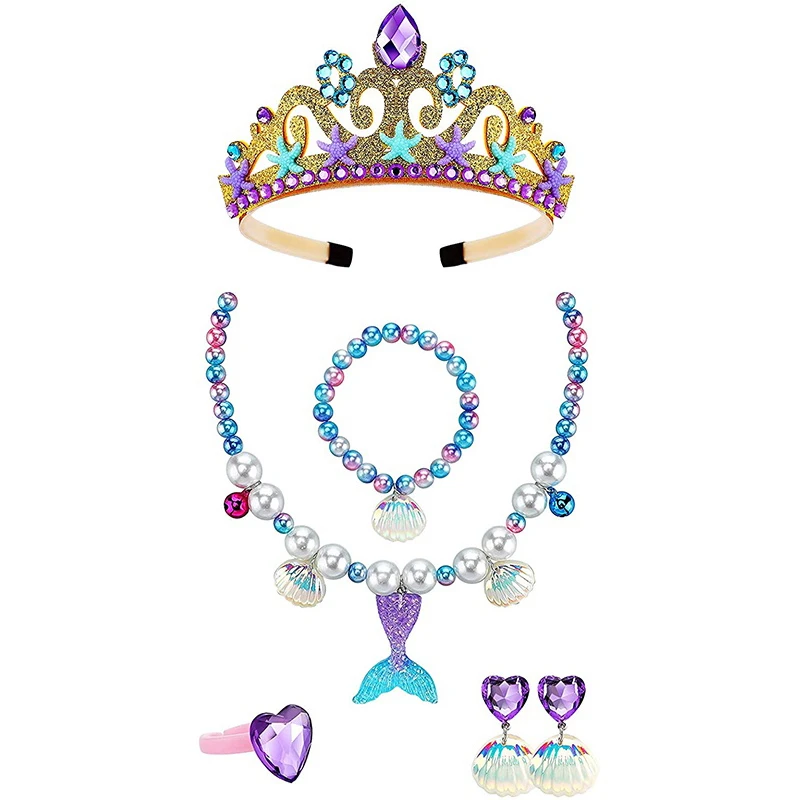 Inconsistente Quien Monetario Kid Ocean Sea Conjunto de joyería con Collar para disfraz de princesa,  juego de accesorios para vestido de fiesta, sirena, Crwon| | - AliExpress