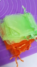 Bolsas de Organza para regalos de boda, bolsitas con cordón de caramelo para embalaje de exhibición de pendientes y joyería, 7x9cm, 10/20/50/100 Uds.