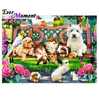 

Ever Moment Diamond Mosaic Animal Painting Handmade Gift Craft Cartoon Dog Cat Rabbit Paint By Diamonds Home Wall Decor 5L742