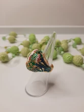 Joyería de estilo Retro dorado para mujer, anillo pintado a mano con aceite, joyería