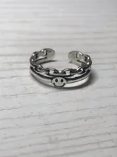 Anillos abiertos con cara feliz sonriente para mujer, anillos abiertos ajustables apilables de enlace, joyería trenzada, Color plateado antiguo Punk, A835