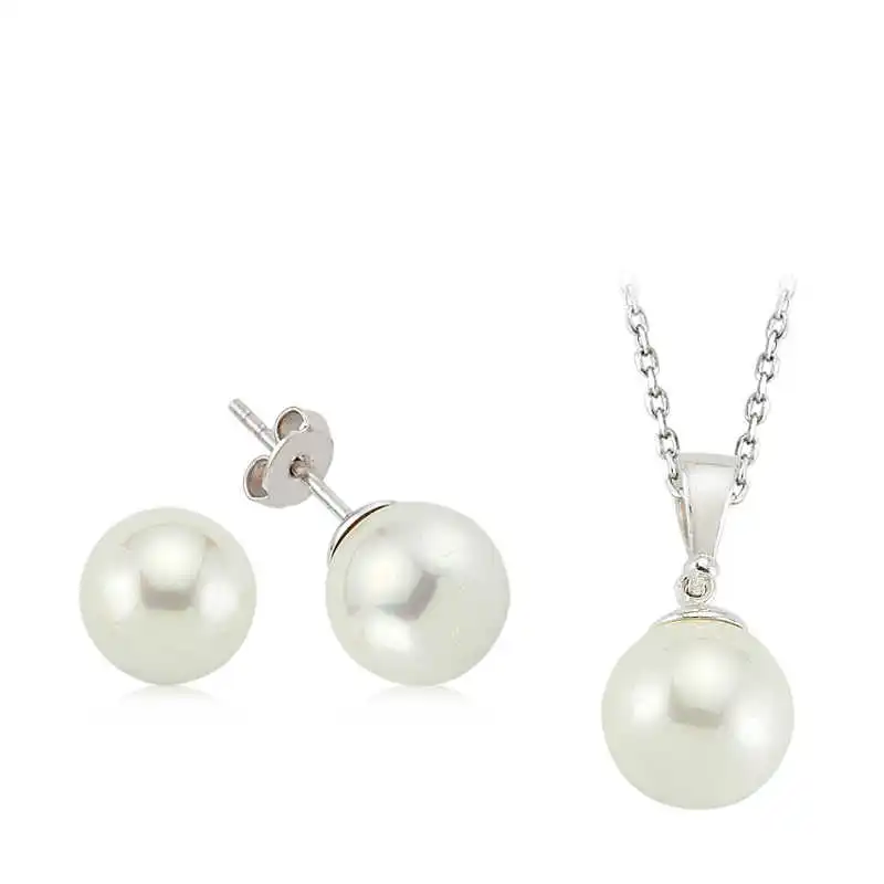 

Silver Round Pearl Set