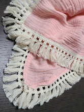 Manta para bebé de 120x100cm, edredón con flecos, pompón para recién nacido, manta de muselina para Baño