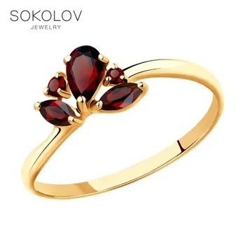 

SOKOLOV ring gold with Garnet fashion jewelry 585 women's male
