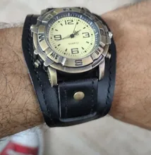 Reloj Retro de correa de cuero con hebilla para hombre, reloj Masculino, estilo Punk, Retro, Simple, ancho, marrón