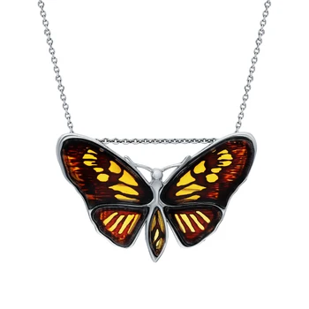 

Silver Pendant with amber sunlight sample 925