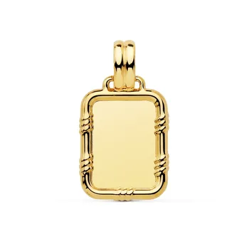 

Pendant 9k gold sheet rectangular 20mm. Center smooth edge wrought-Customizable-RECORDING INCLUDED IN THE PRICE