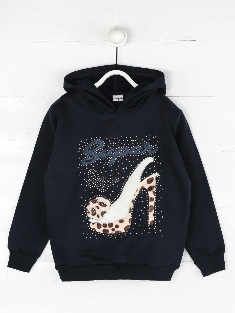 019-1616-042 Koyu Lacivert Mevsimlik Kız Çocuk Sweatshirt (1)