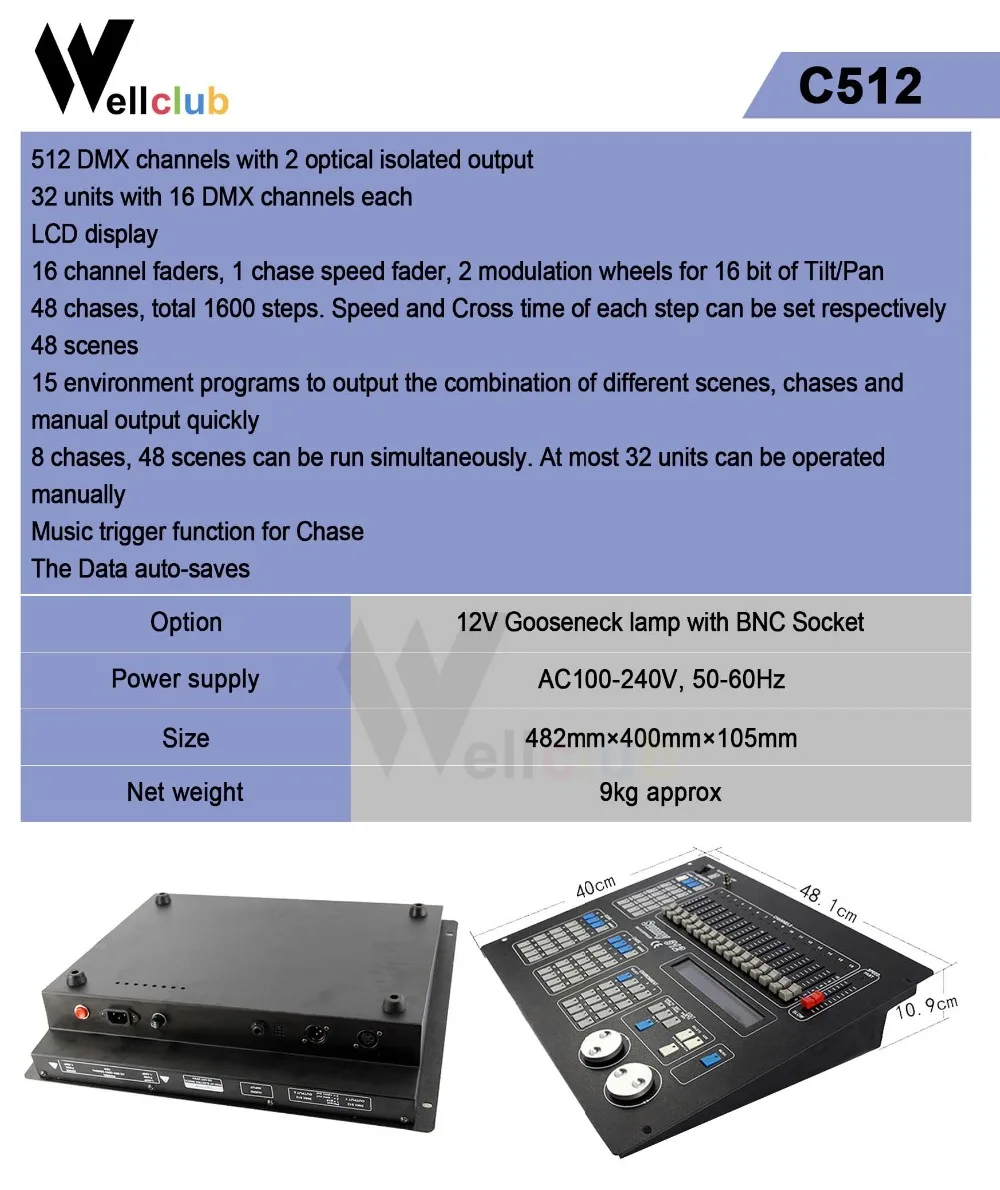 Sunny 512 DMX контроллер/DMX консоль для сценического освещения, DJ огни, вечерние Dj контроллер оборудования