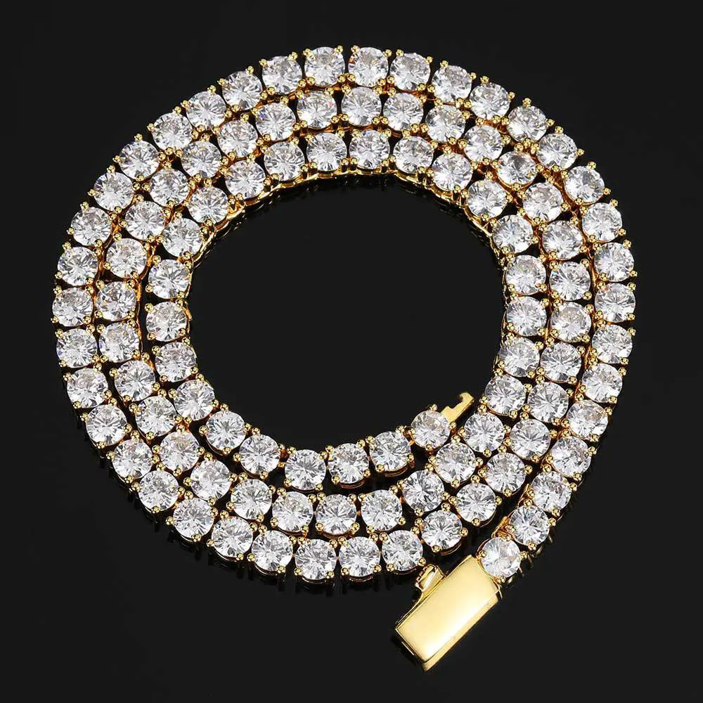 3mm-5mm Iced Out Bling 5a Zircon 1 Row Tennis Chain Necklace