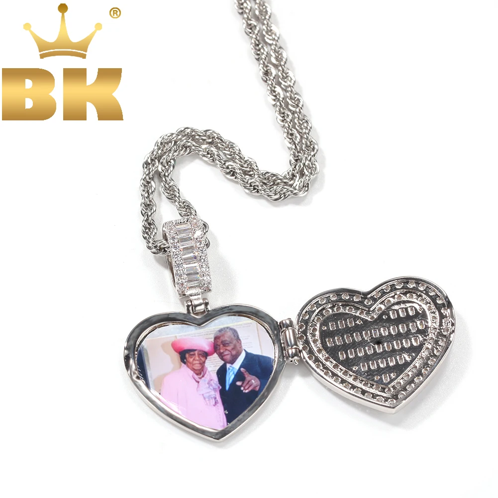 The BLING KING Heart Shape Custom Photo Locket Frame Pendant Engrave Name Fashion Memory Jewelry for Couple Valentine's Day Gift 50 500pcs red heart shape label sticker valentine s day gift packaging seal candy bag wedding supply stationery sticker 1inch