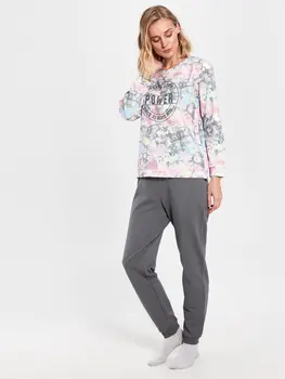 

Lettering Printed Tie Dye Pattern Pajamas set