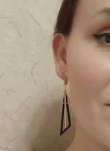 Pendientes con Clip geométrico triangular para mujer, joyería con personalidad coreana, sin Piercing, aretes largos de borla para mujer