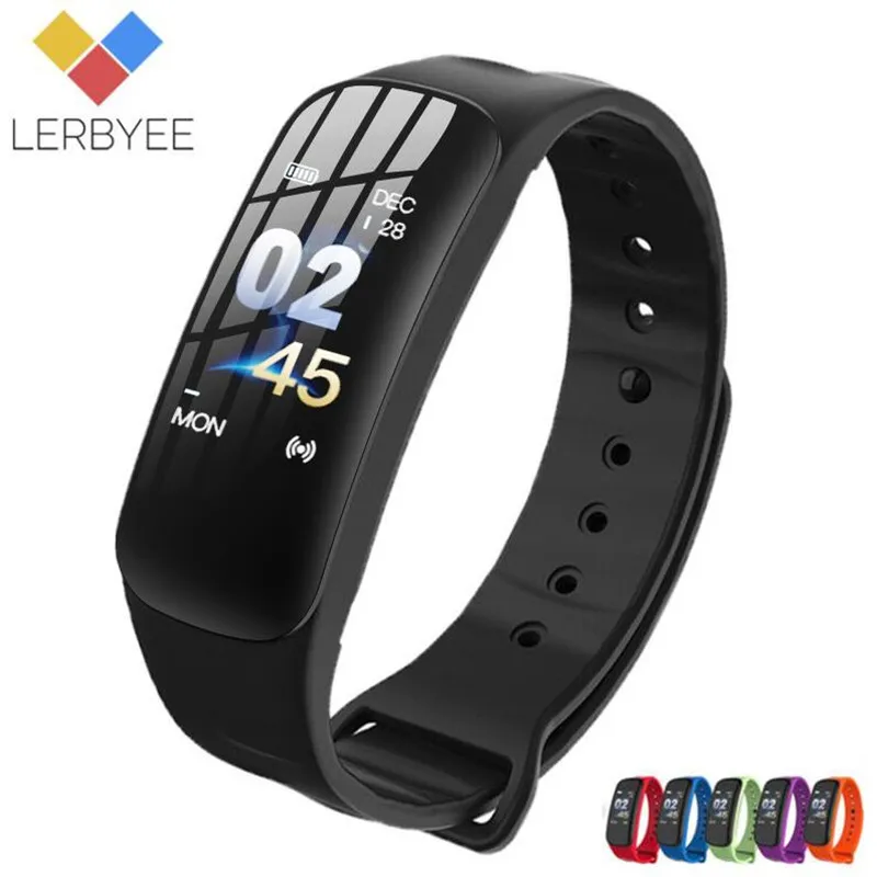 

Lerbyee Smart Bracelet C1Plus Color Screen Blood Pressure Fitness Tracker Heart Rate Monitor Smart Band Sport for Android IOS