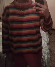 Suéteres coreanos Harajuku para mujer, suéter holgado a rayas con sabor a Hong Kong, ropa japonesa Kawaii Ulzzang