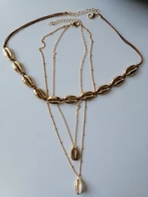 Tocona-collar con colgante de concha de verano para mujeres, cadena de oro para mujeres, Gargantilla ajustable, accesorios de playa, B07303