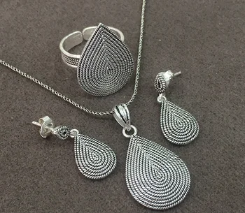 

TURKISH HAND MADE JEWELLERY NECKLACE RING EARRING REAL SILVER OTTOMAN TELKARI MARDIN SET VINTAGE WOMAN TURK TURKEY