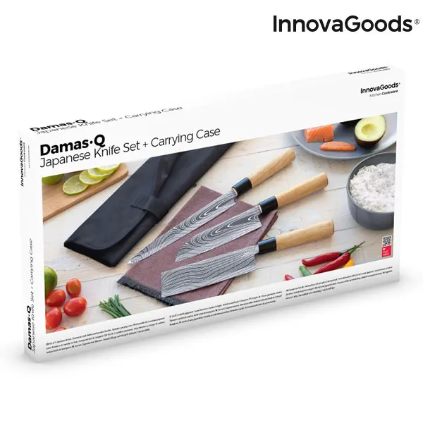 Набор японских ножей с крышкой для переноски Damas · q InnovaGoods 4 штуки
