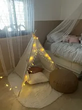 Tienda Tipi portátil para niños, Casa Infantil para niña, cabaña, decoración, alfombra, luces LED