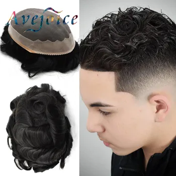 

Hair Men Toupee Durable Hairpieces Indian Human Hair Replacement MONO&Clear PU Remy Natural Hair System for Males Men Wig