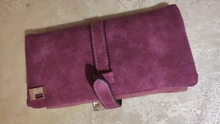 Bolso largo doble pliegue de famosa marca para mujer, billetera de cuero de nobuk con cordón, cremallera, billetera de gamuza, bolso de mano femenino