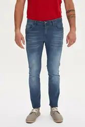 DeFacto Модные Мужские Простые потертые светло-голубые эластичные мужские джинсы джинсовые брюки свободные брюки новая мужская одежда