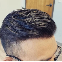 Wtrysk pełnej skóry z naturalną linią włosów tupecik dla mężczyzn Wave 100% naturalny gładki System wymiany ludzkich włosów Remy Indian