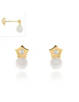 

Baby earrings Pearl with Star and Cubic Zirconia