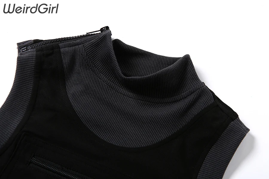 Weirdgirl, женские Лоскутные Топы, повседневные, для фитнеса, короткий жилет, без рукавов, утонченный, для женщин, Harajuku, спортивная одежда
