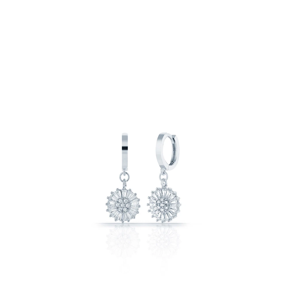 

Professional Design Jewelry Earring Circle 925 Sterling Silver For Women Rhodium Plated With Zircon Drop Earrings